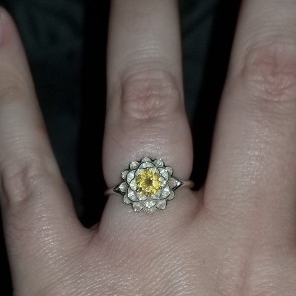 2 Pc Silver Flower Bracelet & Citrine Ring Bundle - Picture 5 of 10